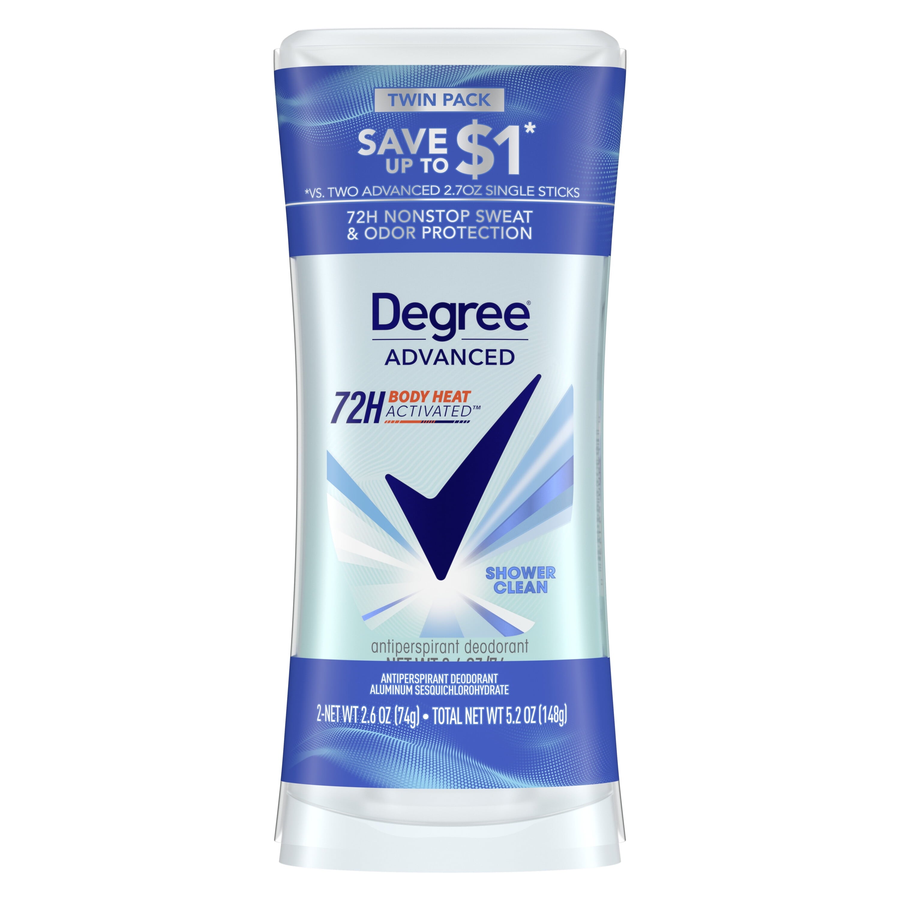 Advanced Women'S Antiperspirant Deodorant Stick Twin Pack Shower Clean, 2.6 Oz