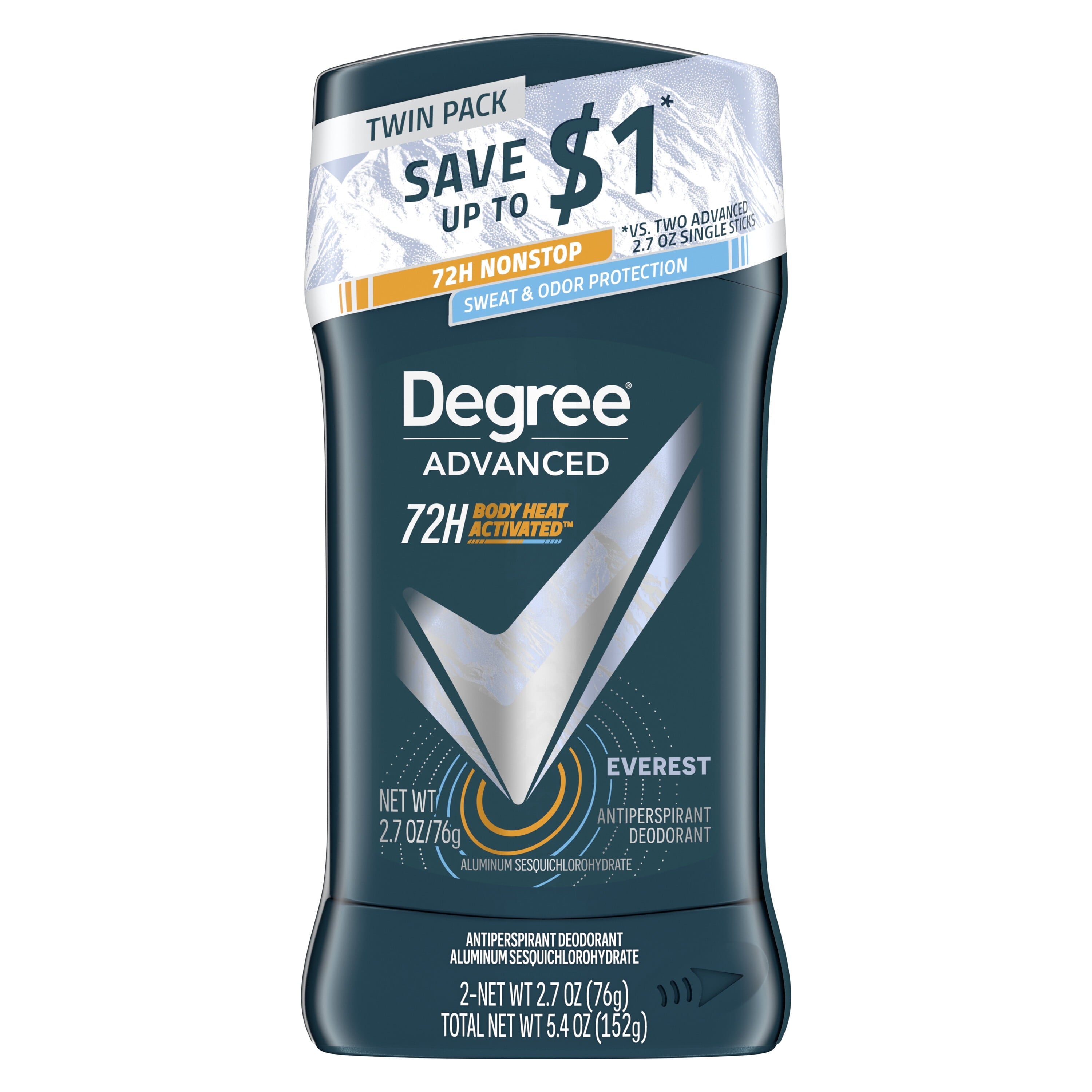 Advanced Women'S Long Lasting Antiperspirant Deodorant Stick Twin Pack, Everest, 2.7 Oz