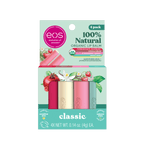 Eos 100% Nautral & Organic Lip Balm- Strawberry, Mint, Pomegranate, Vanilla - 4-Pack, 0.14 Oz