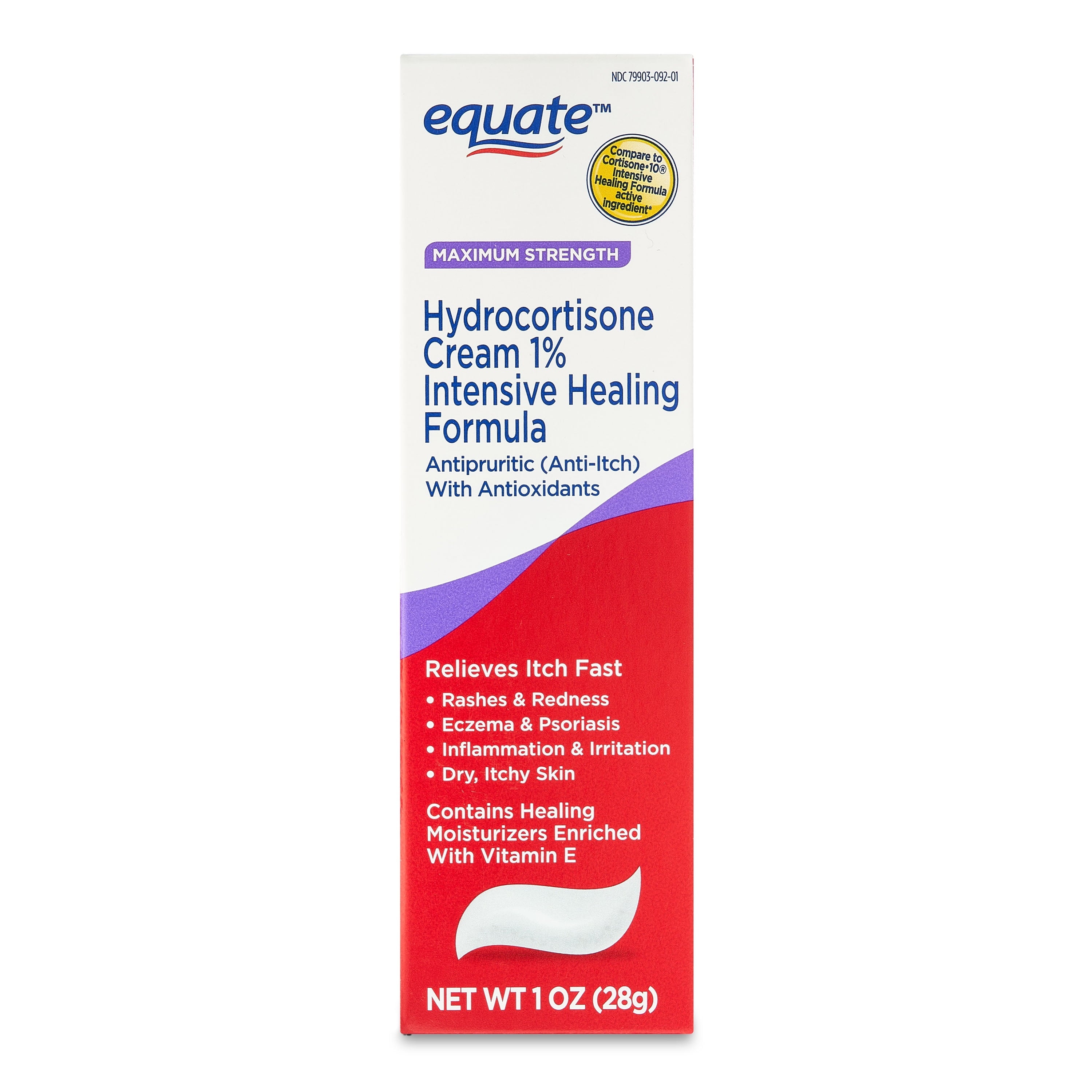 Equate Maximum Strength anti Itch Hydrocortisone Cream 1% Intensive Healing Formula, 1 Oz, Compare to Cortisone.10® Intensive Healing Formula Active Ingredient
