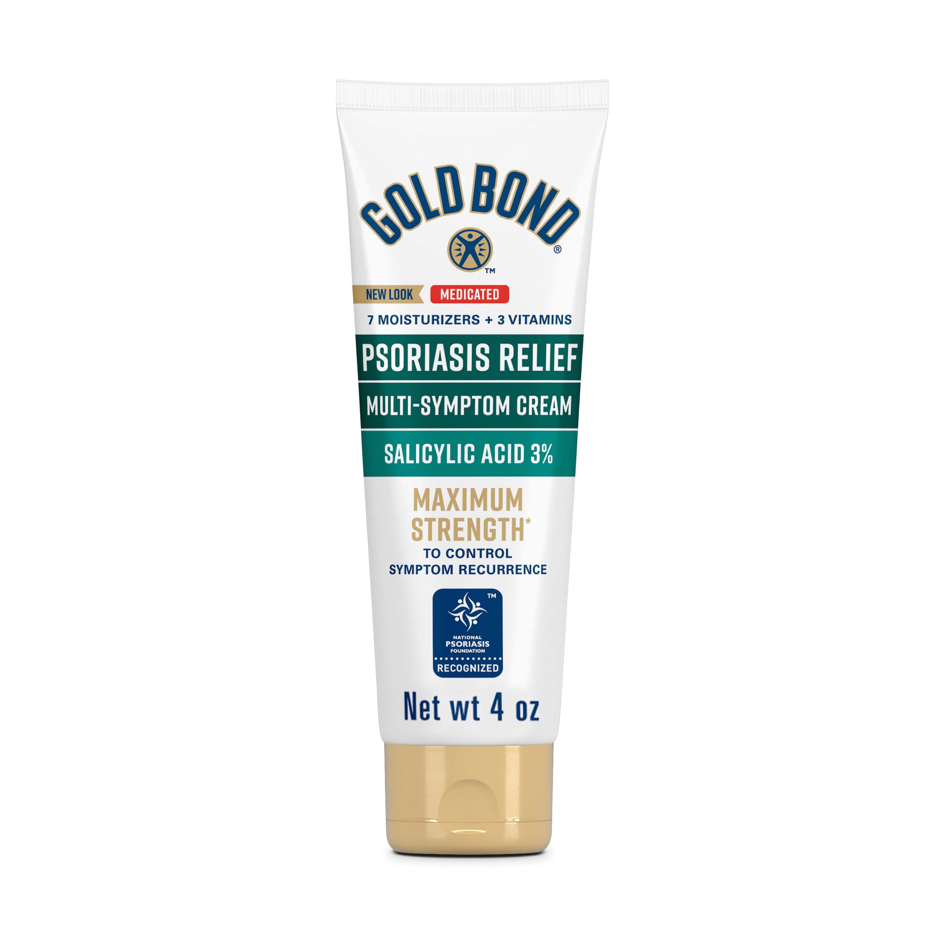 Gold Bond Psoriasis Multi-Symptom Relief Hand and Body Lotion & Cream for Itchy, Dry Skin with 3% Salicylic Acid, 4 Oz.