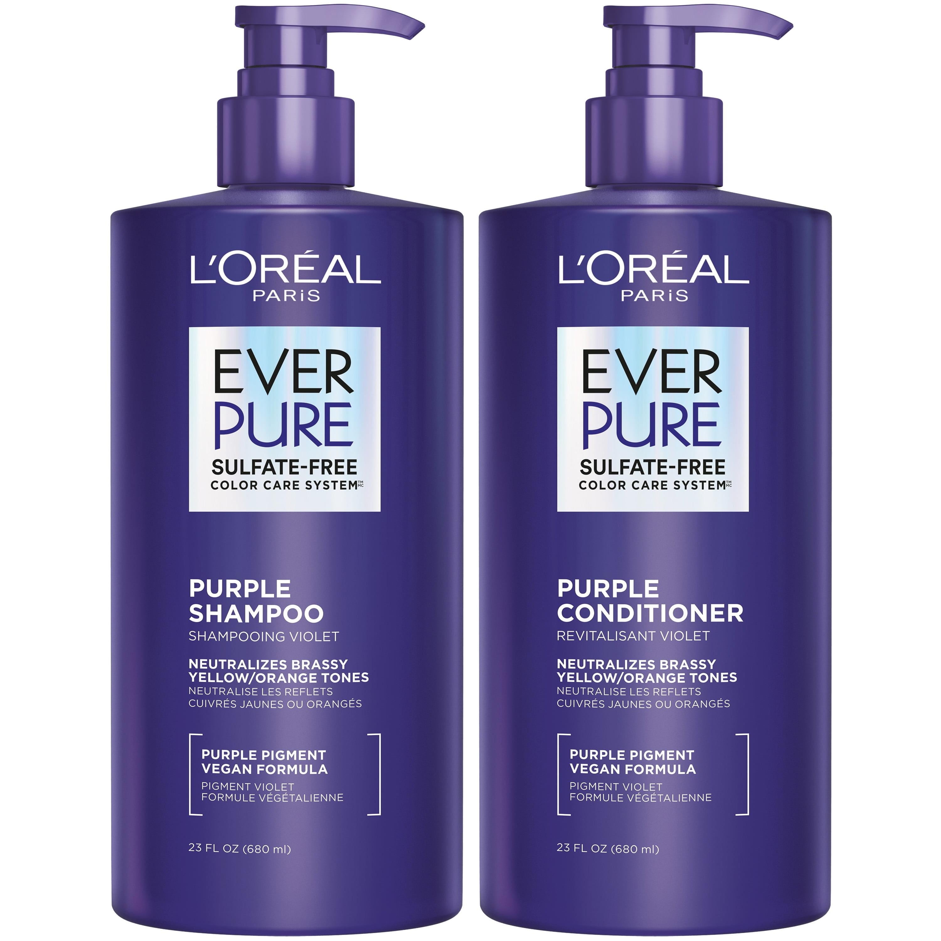 L'Oreal Paris Everpure Sulfate Free Purple Toning Shampoo & Conditioner Set for Colored Treated Hair, 23 Fl Oz