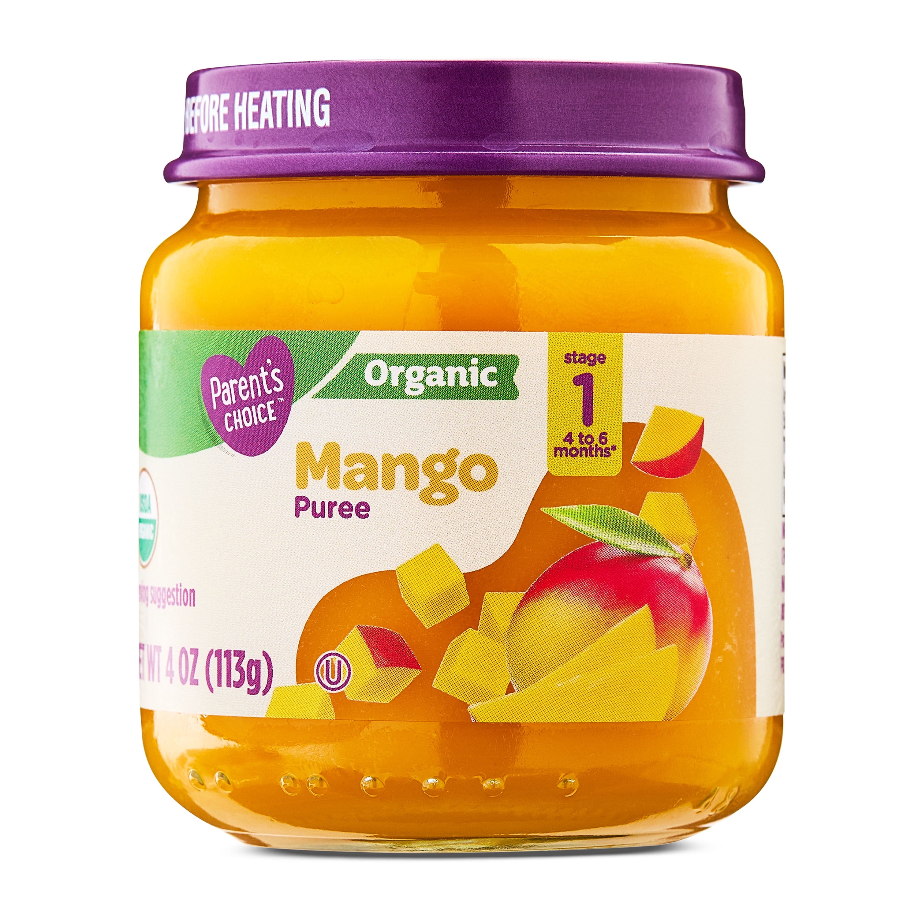 Parent'S Choice Organic Stage 1 Baby Food, Mango, 4 Oz Jar