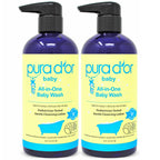 All-In-One Baby Wash (16 Oz X2 = 32 Oz) USDA Biobased, Zero Sulfates, No Artificial Scents, Tear-Less, Hypoallergenic, Gentle, Calming 2-In-1 Baby Bath Wash & Shampoo