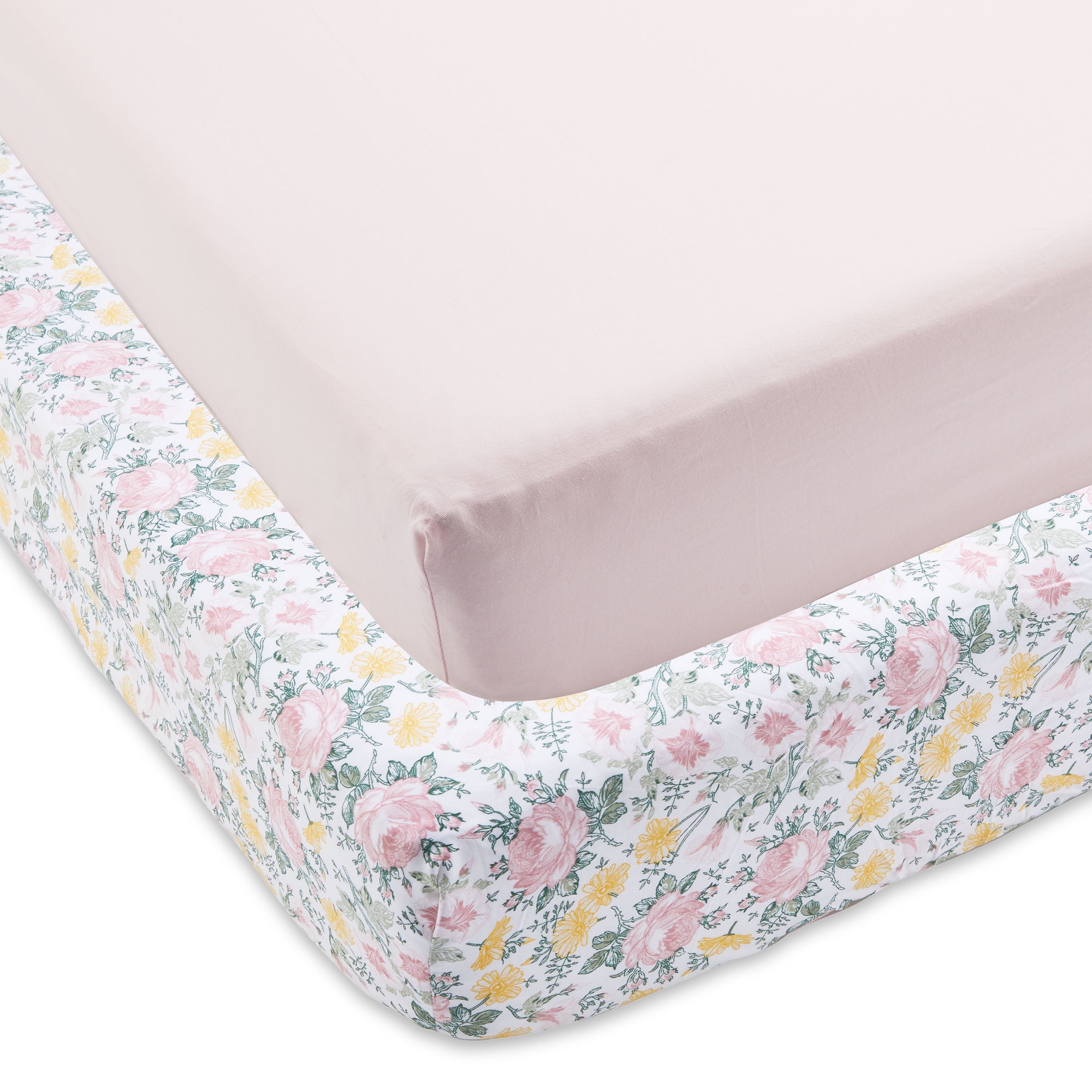 Parent'S Choice 100% Cotton Fitted Crib Sheets for Baby Girls, Pink Floral, 2-Pack, Crib Bed