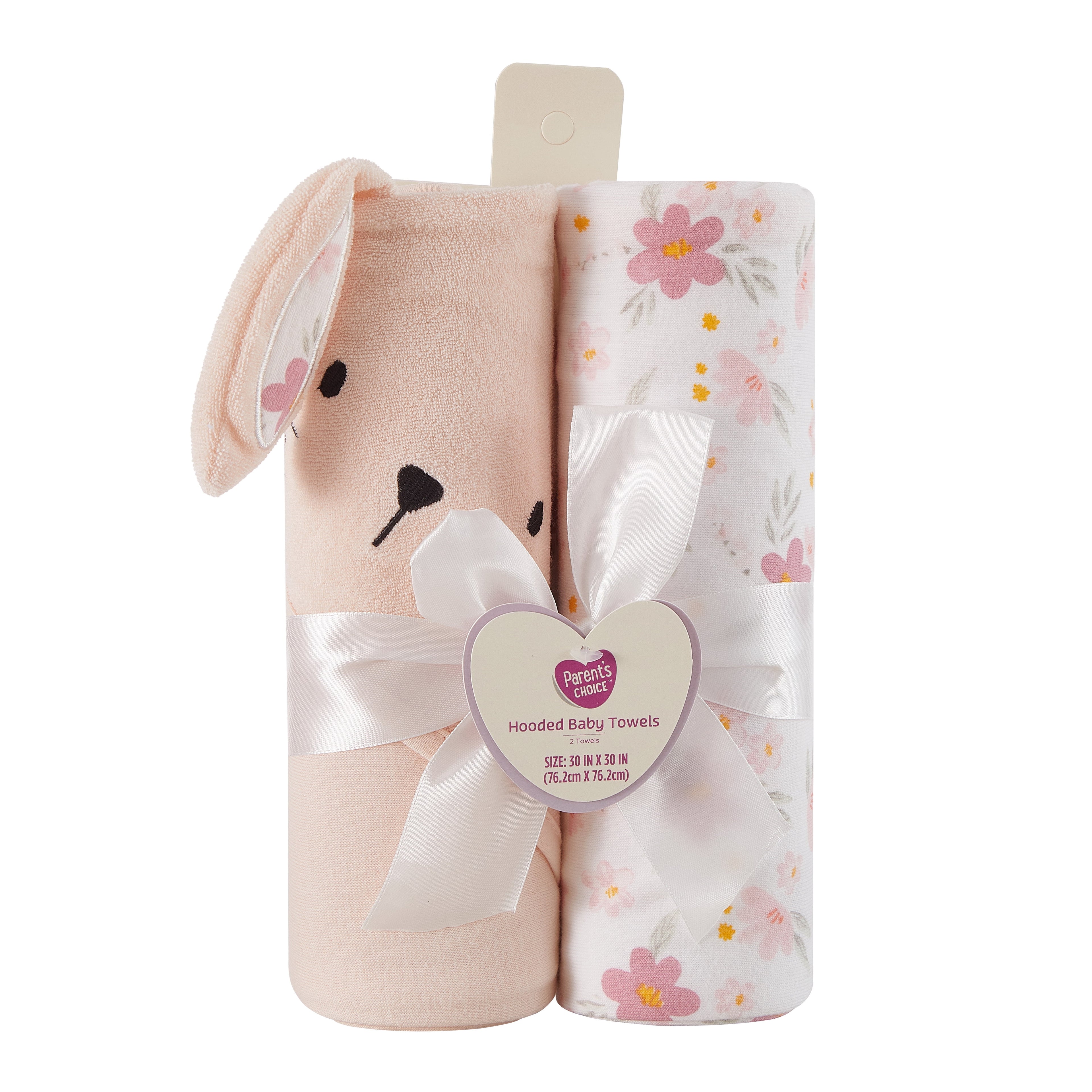 Parent'S Choice 2-Pack 30" X 30" Bunny Hooded Towel