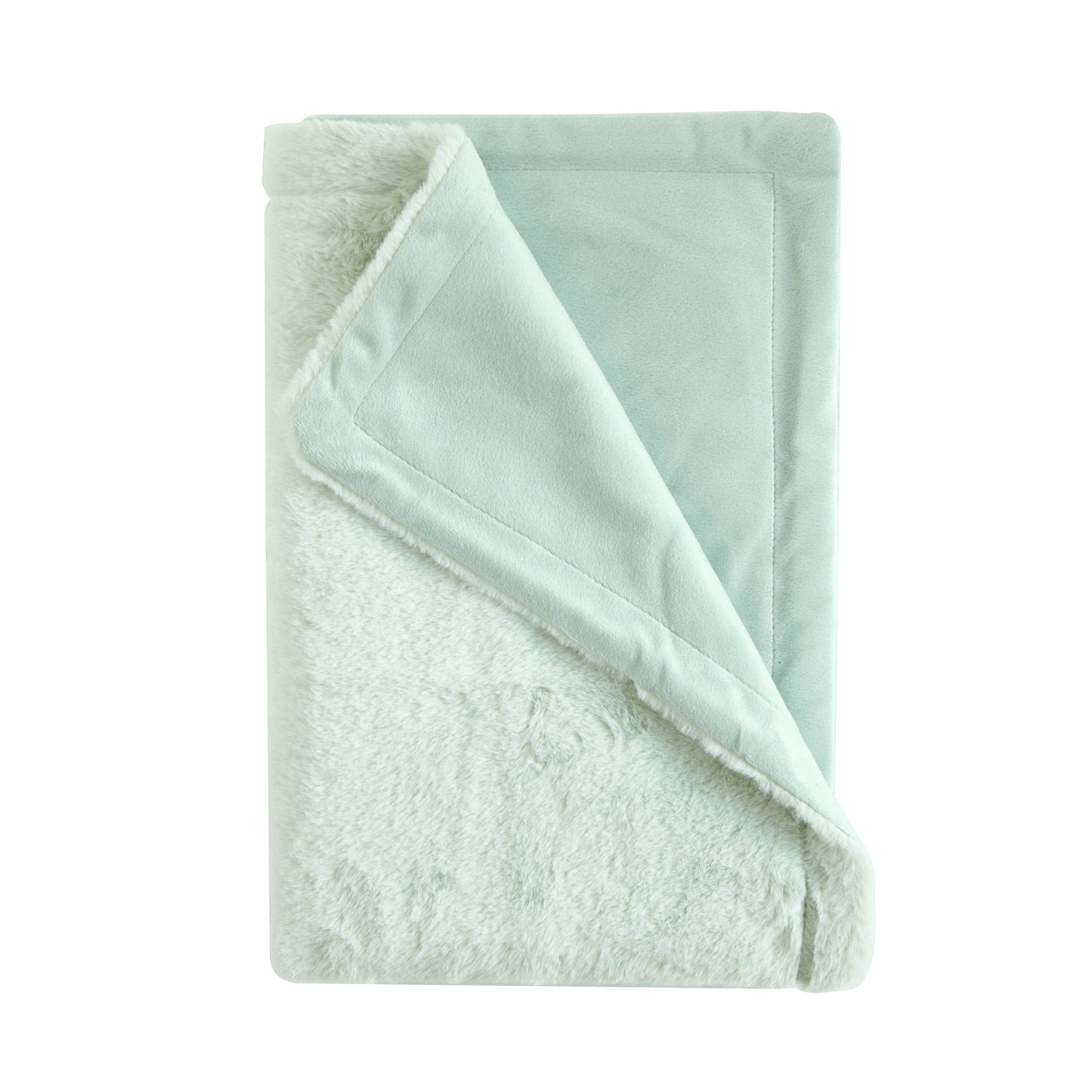 Parent'S Choice 30" X 40" Reverse Backdye Faux Fur to Micromink Baby Blanket, Green