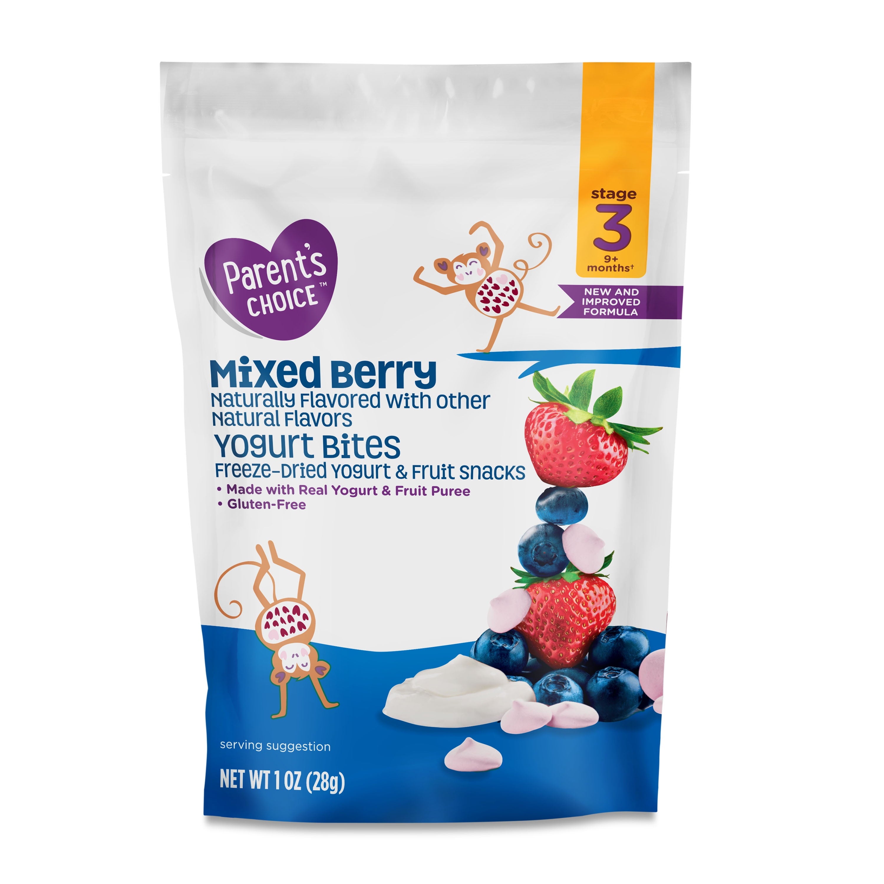 Parent’S Choice™ Mixed Berry Stage 3 Toddler Yogurt Bites Snack, 1 Oz Pouch