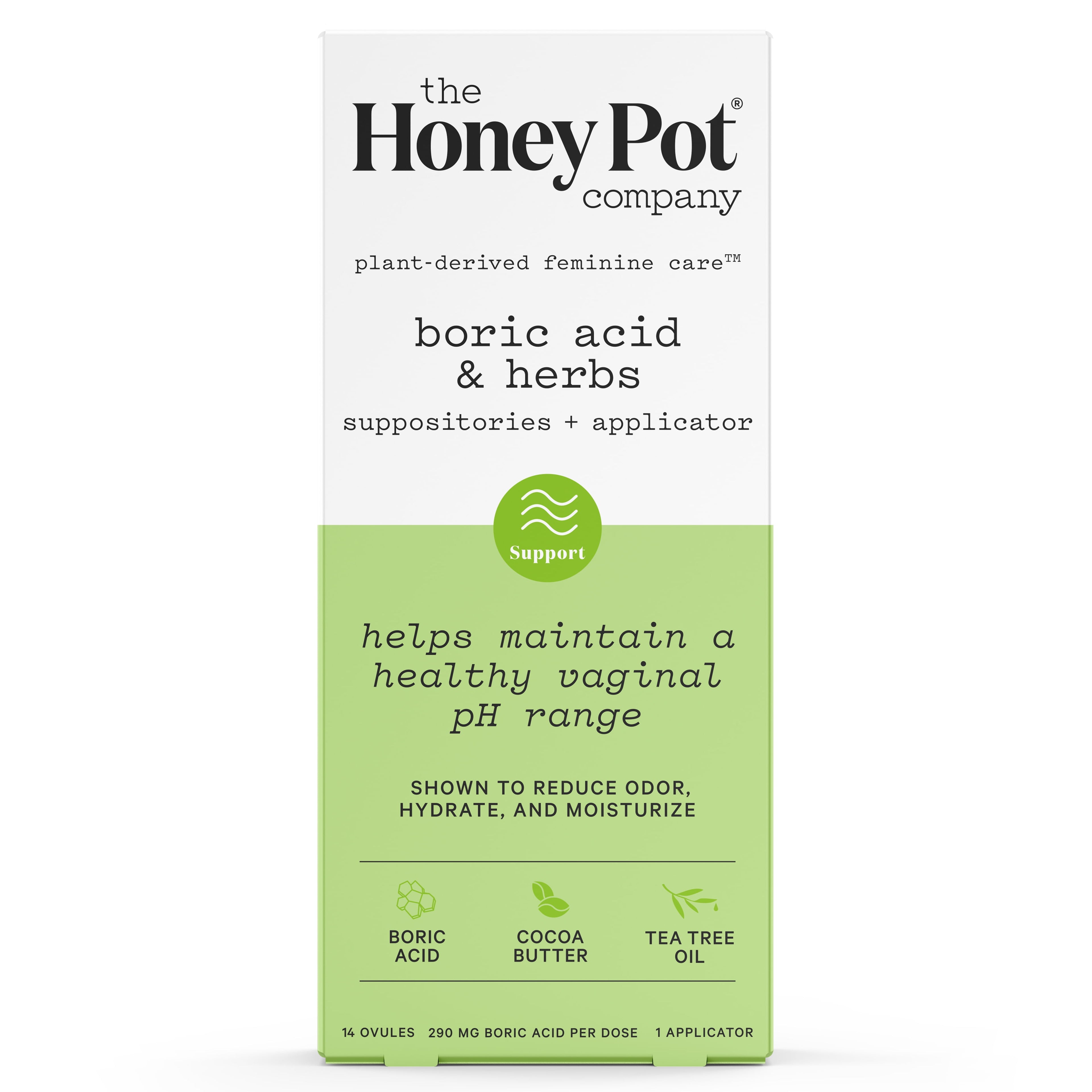 , Boric Acid and Herbal Suppositories + Applicator; 14 Ovules, 1 Applicator