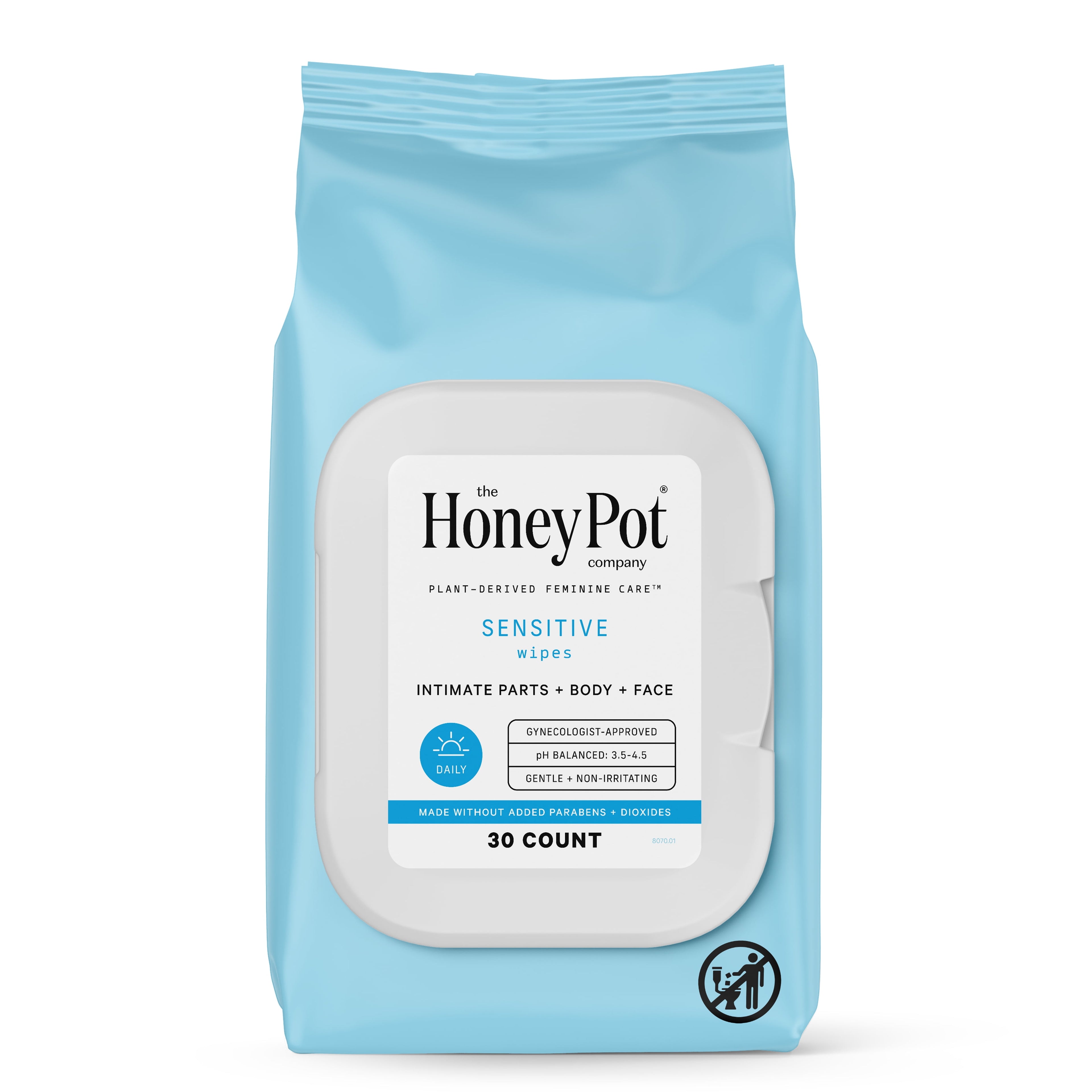 , Sensitive Daily Feminine Cleansing Wipes, Intimate Parts, Body or Face 30 Ct.