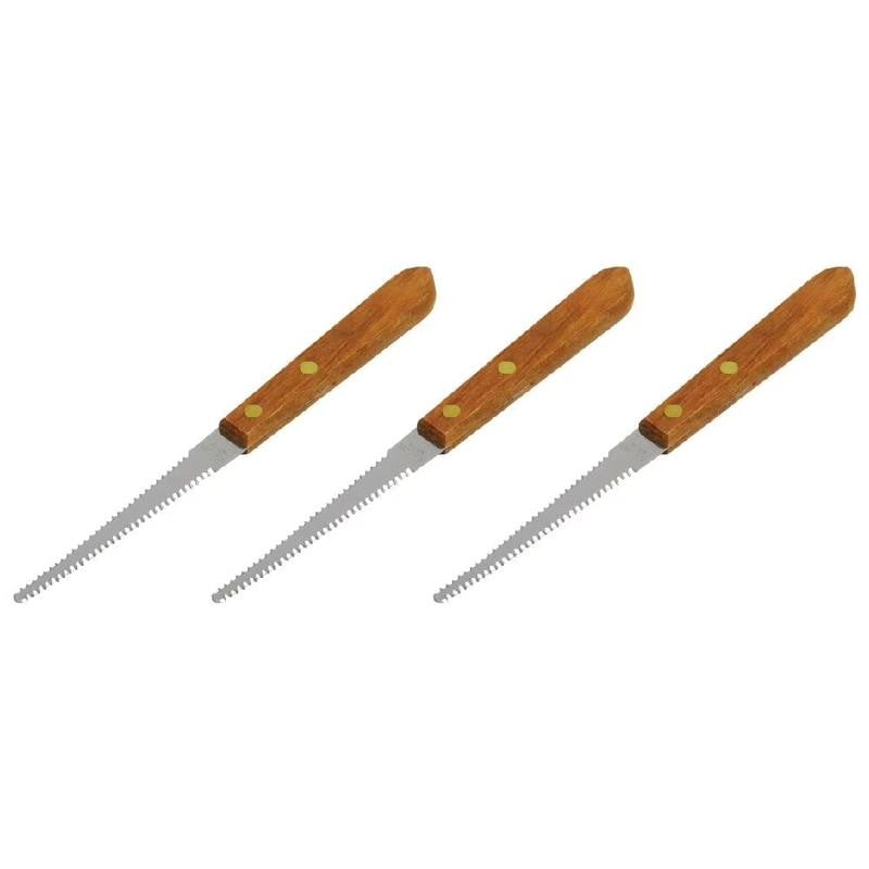 Grapefruit Knife Stainless Steel Serrated Blade Wood Handle, Brown, 3 Pack