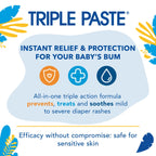 Triple Paste Diaper Rash Cream, 8Oz + Spatula Bundle - Zinc Oxide Ointment and Diaper Cream Spatula