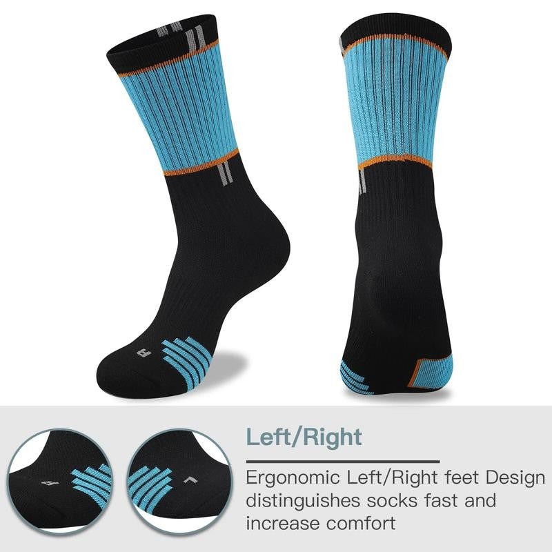 5 Pairs Men'S Hiking Walking Sock Breathable Crew Socks Size 10-13