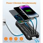 42800Mah Solar Charger Power Bank 15W Fast Charging Portable Charger with 4 Cables, USB Battery Pack Compatible with Iphone & Android Cell Phone