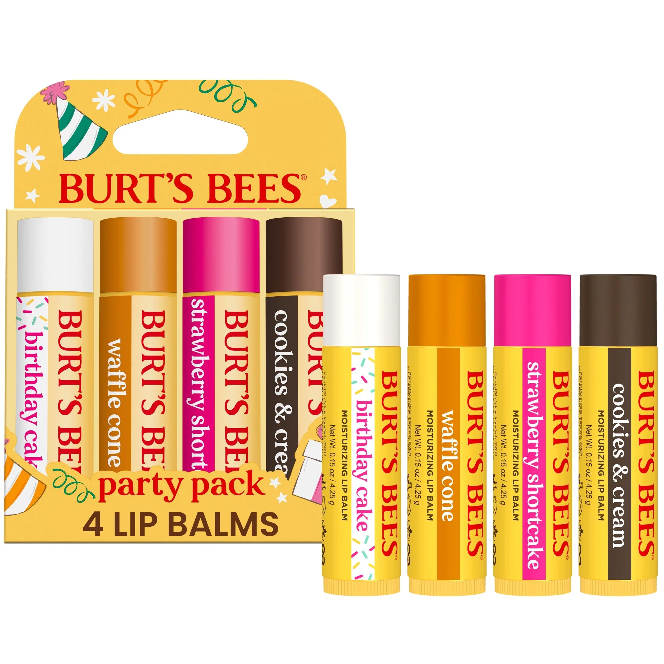 Burt'S Bees 100% Natural Origin Moisturizing Lip Balm, Birthday Cake, 4 Tubes