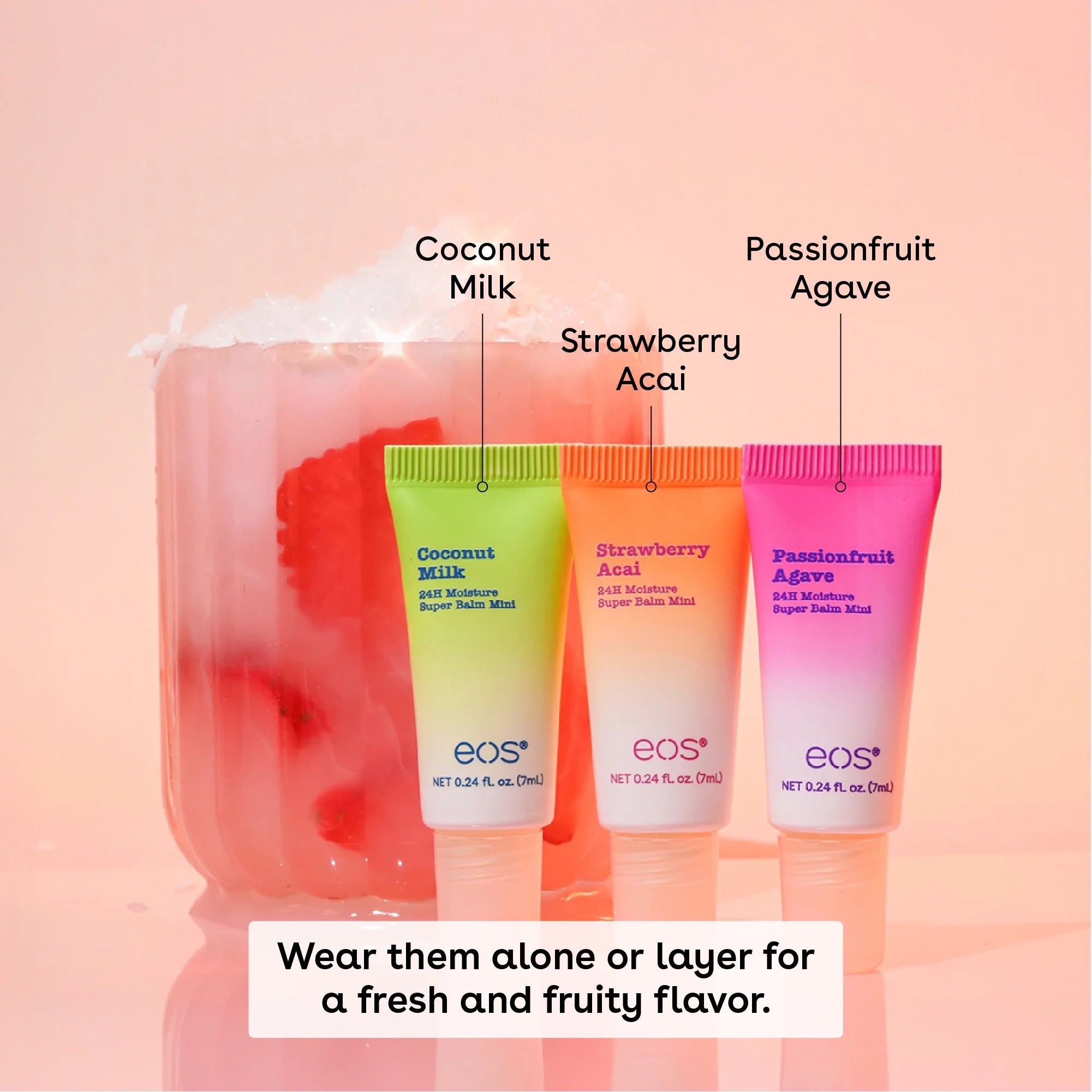 24H Moisture Lip Balm Minis Pink Paradise 3-Pack Nourishing Dry Lips Variety Pack