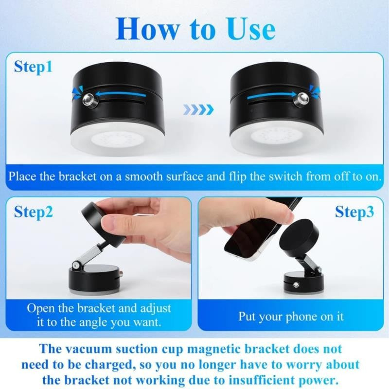 Cell Phone Holder Vacuum Magnetic Adsorption for Car Mount Convenient Folding Su