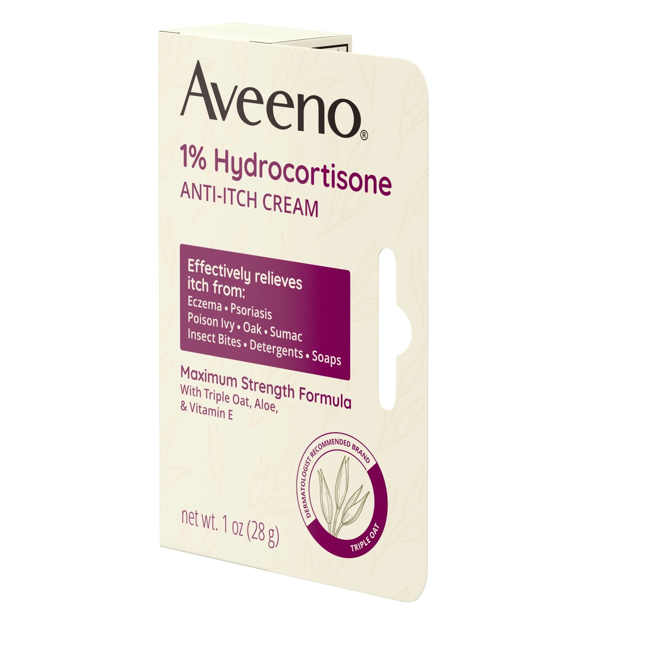 Aveeno Maximum Strength 1% Hydrocortisone Anti-Itch Relief Cream, 1 Oz