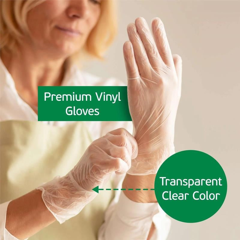 Disposable Vinyl Gloves 100 Ct. - Medium - Clear - Latex Free - Food Safe Gloves