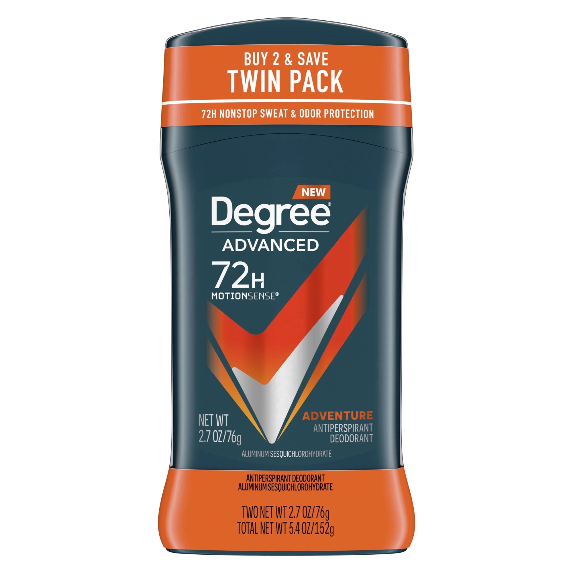 Advanced Long Lasting Antiperspirant Deodorant Stick Twin Pack, Adventure, 2.7 Oz