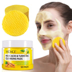 50 Pads Kojic Acid & Turmeric Cleansing Pads-Cleanses Pores, Exfoliates, Removes Dirt and Makeup, Facial Cleansing Pads for Women & Men