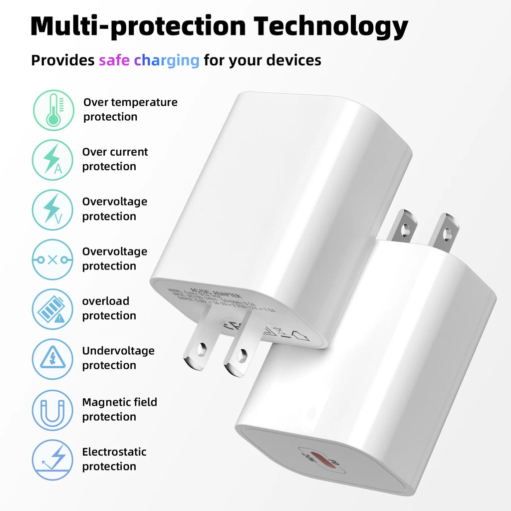 Bkayp Iphone Charger [Apple Mfi Certified] 2 Pack 20W USB C Wall Charger with 6Ft Fast Charging Cable Compatible with Iphone 14/13/12/11 White