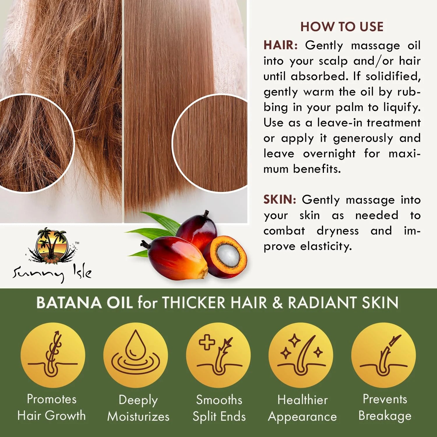 100% Raw & Pure Batana Oil 2Oz | for Hair Growth from Honduras | Promotes Hair T
