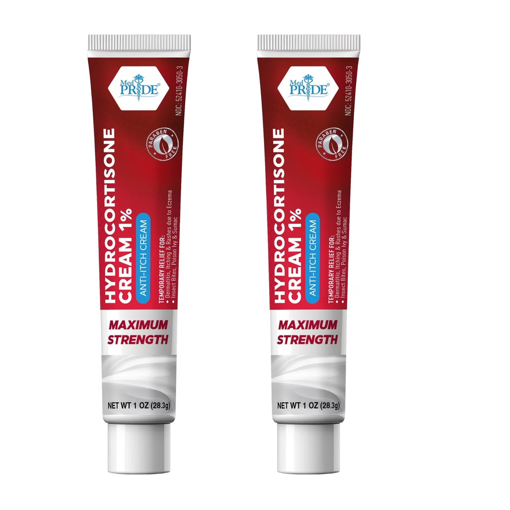 (2 Pack) MEDPRIDE Hydrocortisone Cream 1% Dermatitis Cream anti Itch Cream for Itchy Skin Relief, 1 Oz