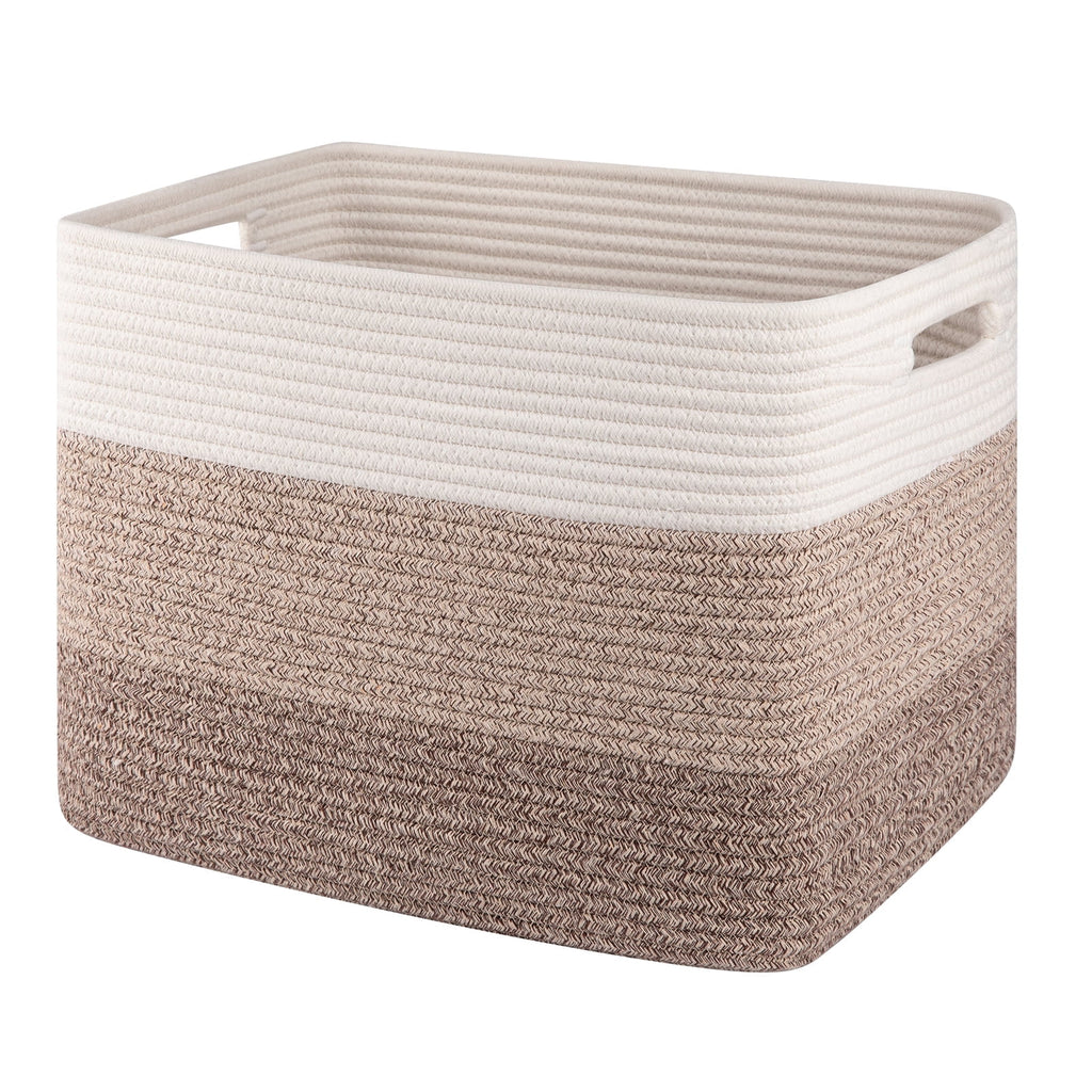42L Cotton Rope Storage Basket with Handles，Rectan