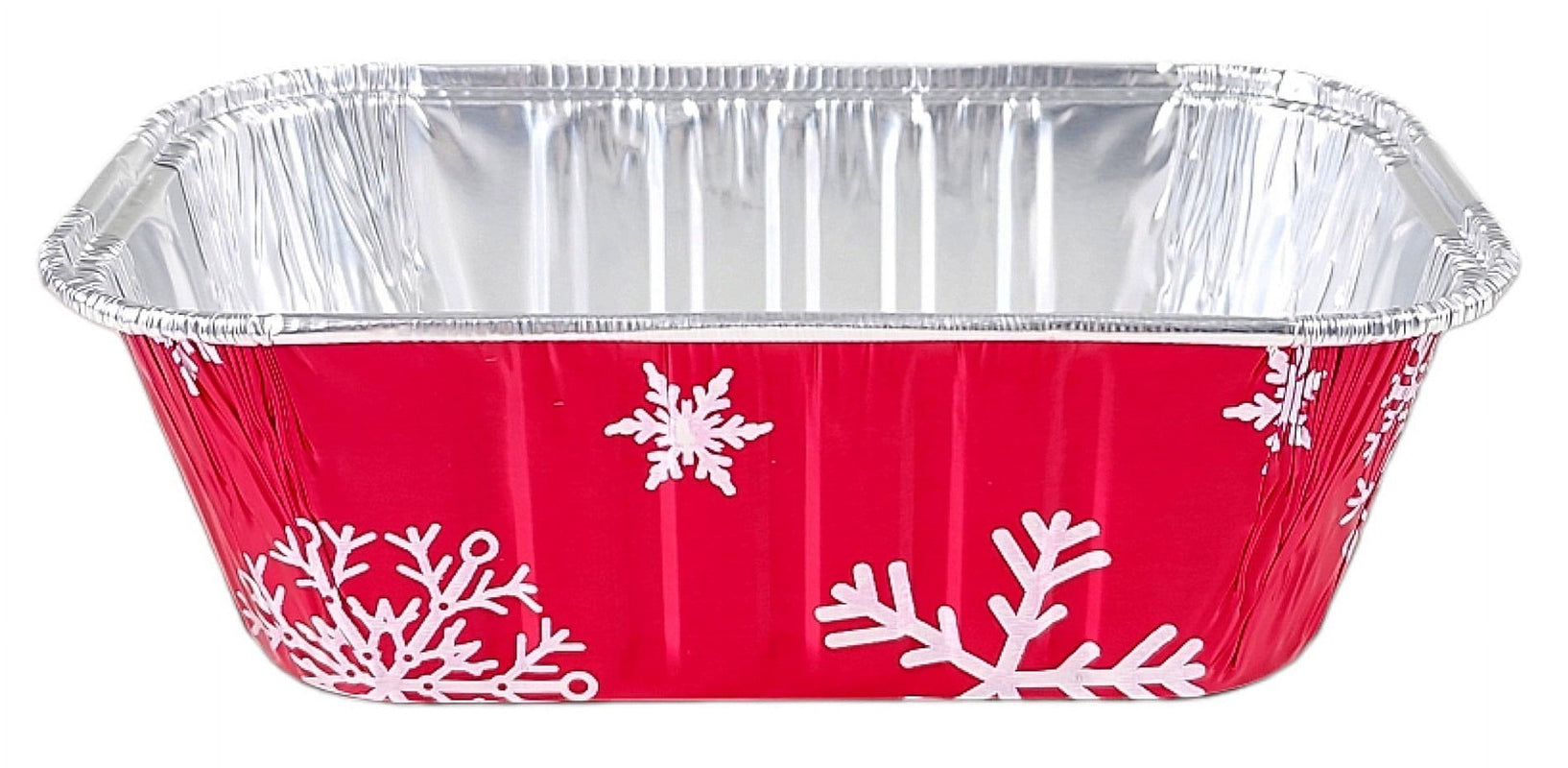 1 Lb. Red Holiday Christmas Snowflake Aluminum Foil Small Mini Loaf / Bread Baki
