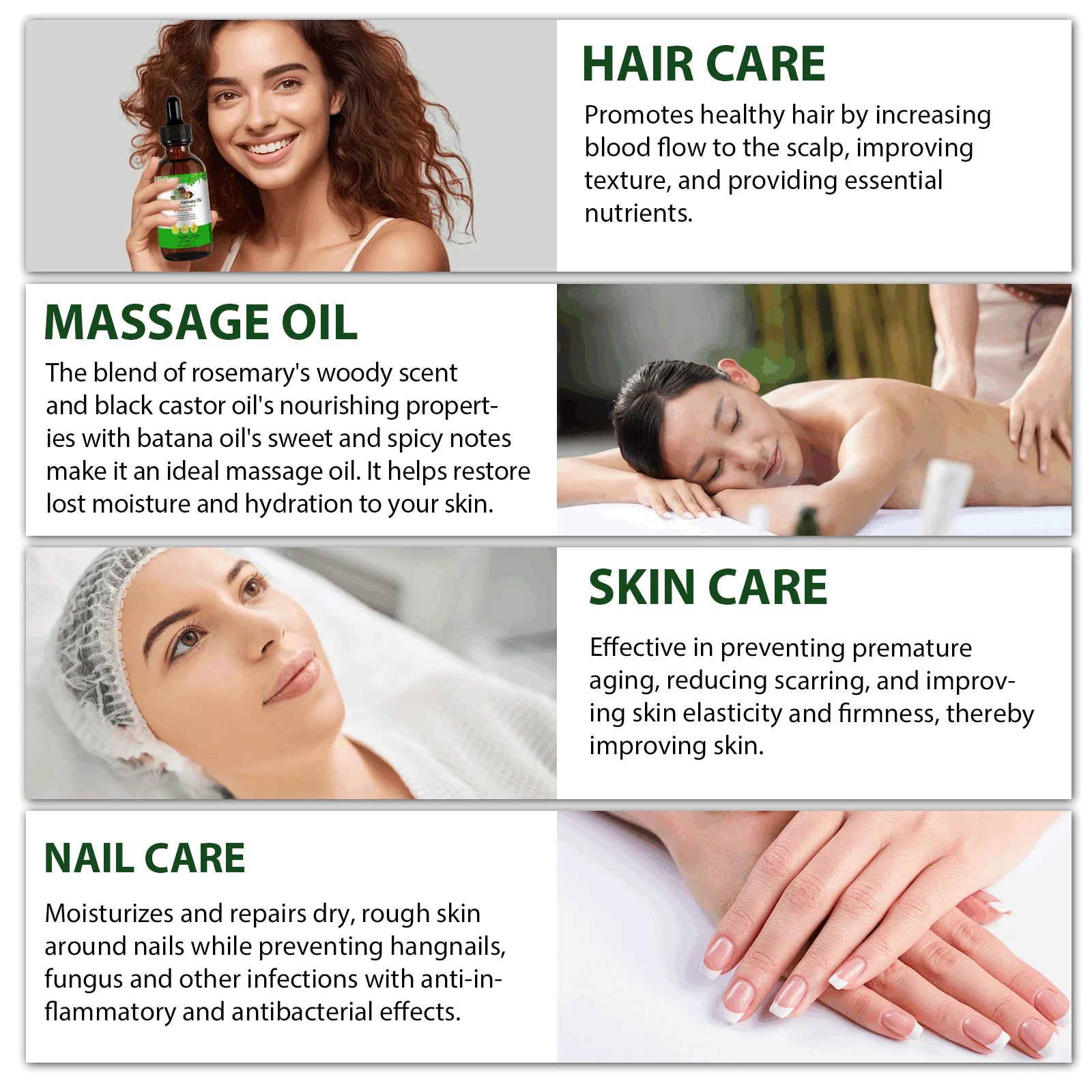 3-IN-1 Rosemary Oil with Black Castor & Batana Oil, 100% Pure & Natural, Hair Care & Skin Care, Organic Cold-Pressed, Cruelty-Free & Vegan, 2.02 Fl Oz