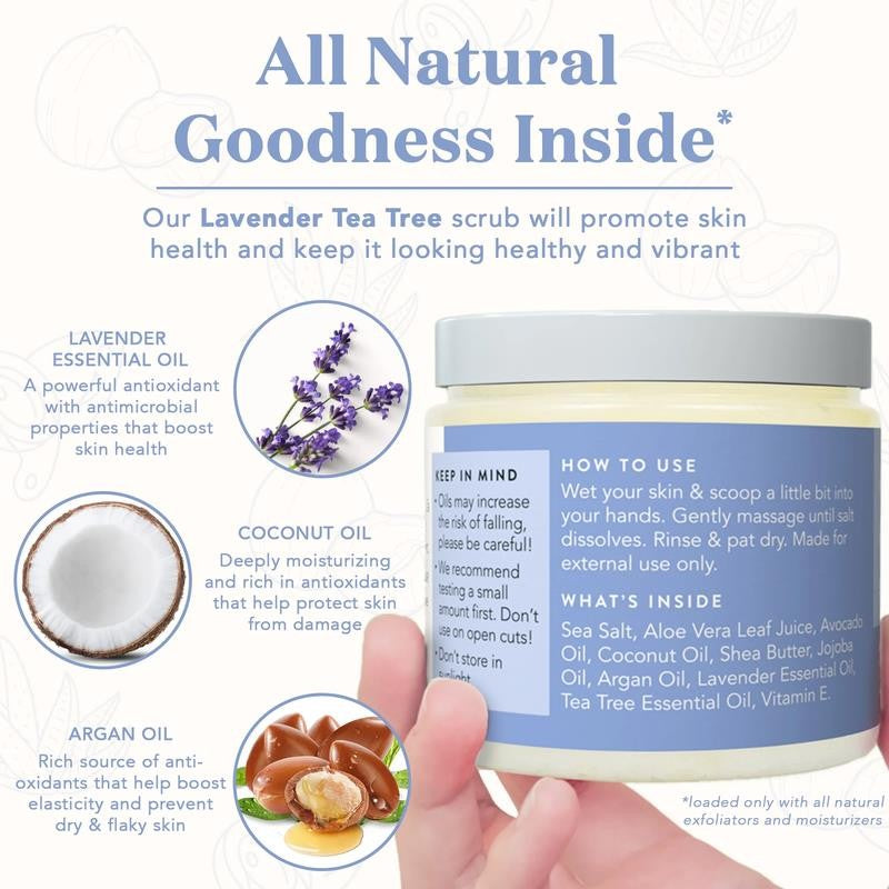 Body Scrub Lavender Tea Tree Sea Salt Scrub 24 Oz