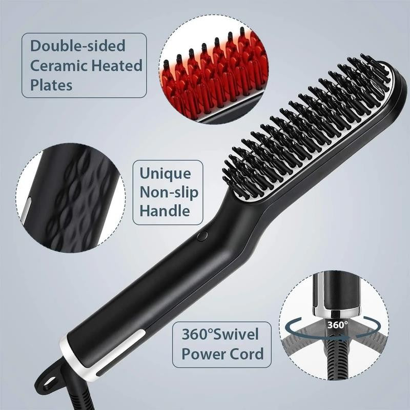 Beard Straightener, 3 in 1 Ceramic Beard Straightening Brush 3 Modes Adjustable