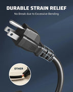 Extension Cord 25 FT, 3 Prong Extension Cable for Indoor Outdoor, 16/3 SJTW, Bla