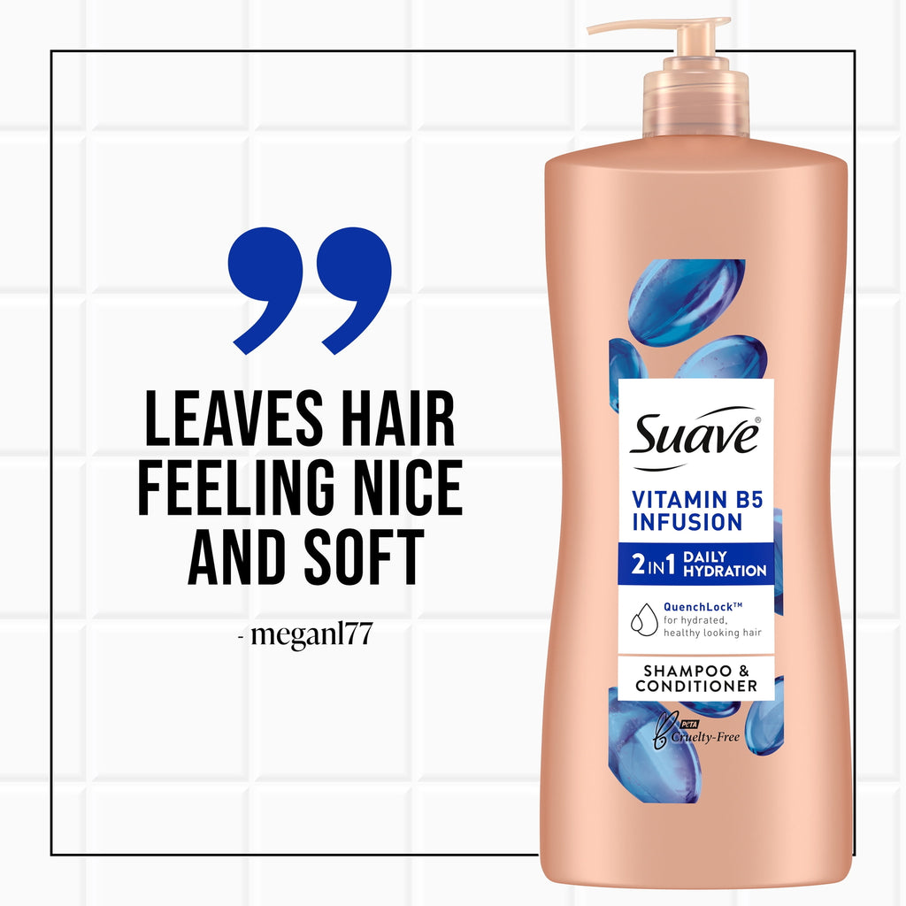 2-In-1 Shampoo & Conditioner, Moisturizing Vitamin B5 Infusion for Dry Hair, 28