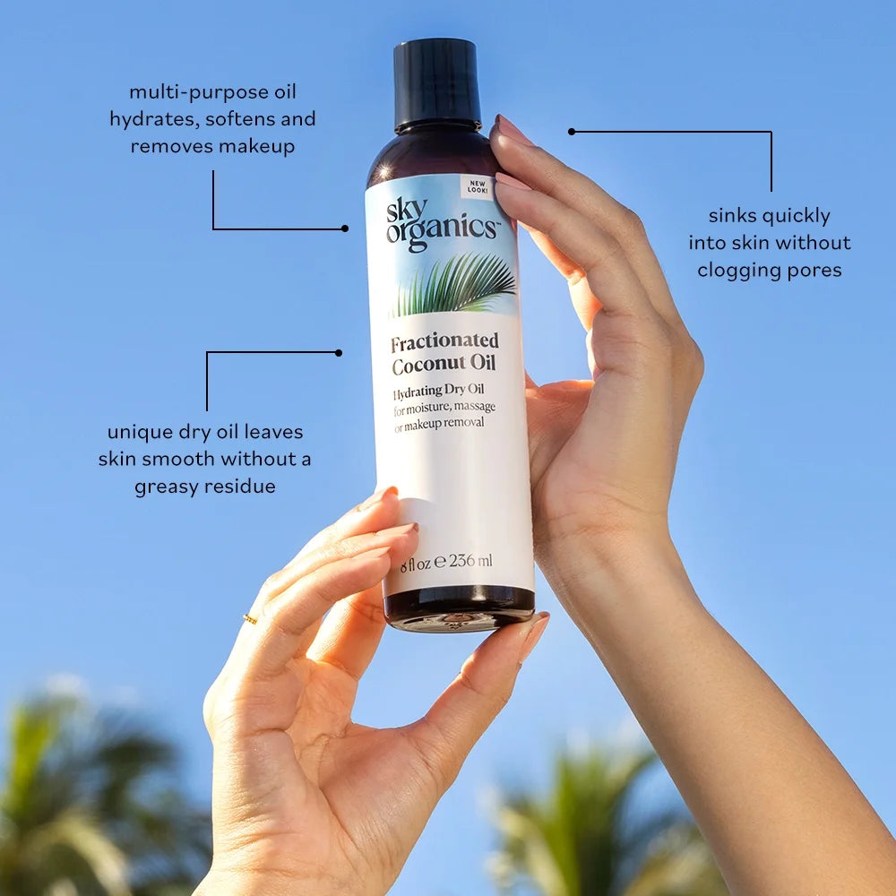 Sky Organics Fractionated Coconut Oil for Body and Face to Soften and Smooth Skin, 8 Fl Oz
