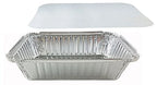 2 1/4 Lb. Oblong Deep Aluminum Foil Take-Out Pan with Board Lid Disposable Conta