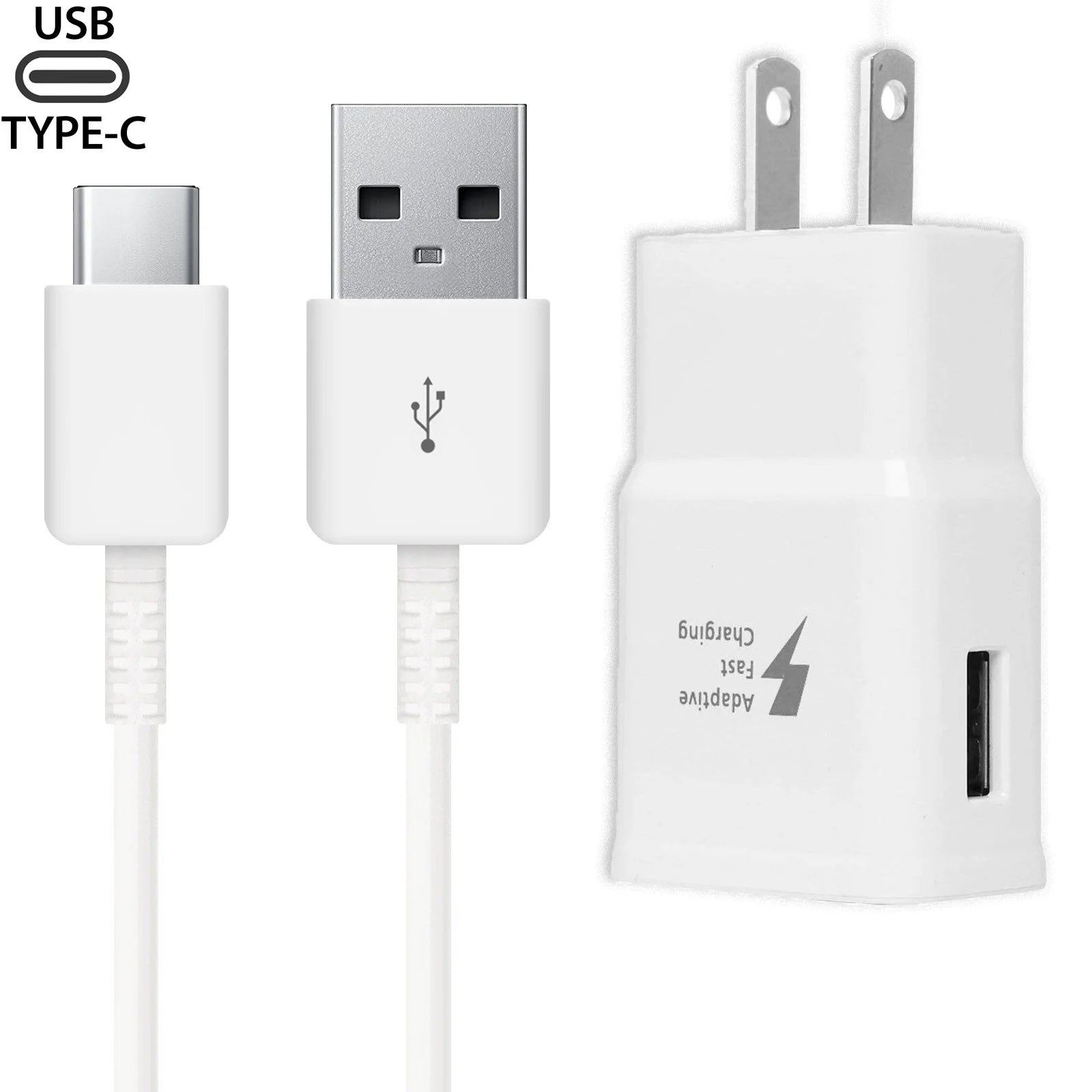 Adaptive Fast Type C Charger Compatible Samsung Galaxy S21+ S21 Ultra 5G S9 S8 plus S10 S10E S20 FE Note 8 9 10 20 Plus, USB Wall Charging Power Adapter + 4Ft USB Type-C Cable