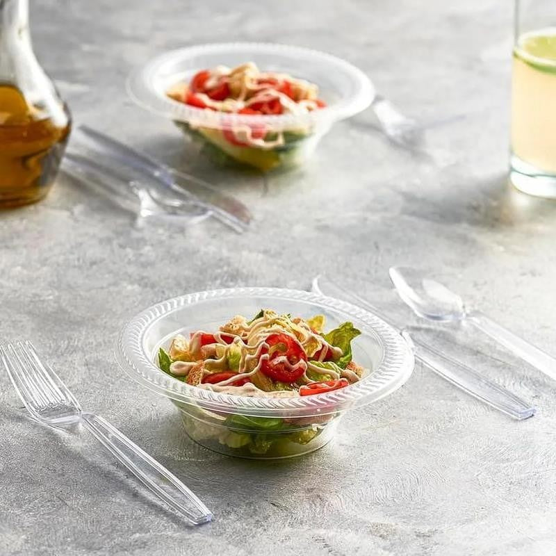 Clear Plastic Soup Spoons Heavy Duty Disposable Silverware, 100-Pack