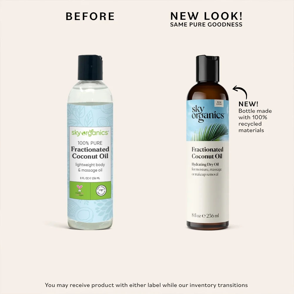Sky Organics Fractionated Coconut Oil for Body and Face to Soften and Smooth Skin, 8 Fl Oz