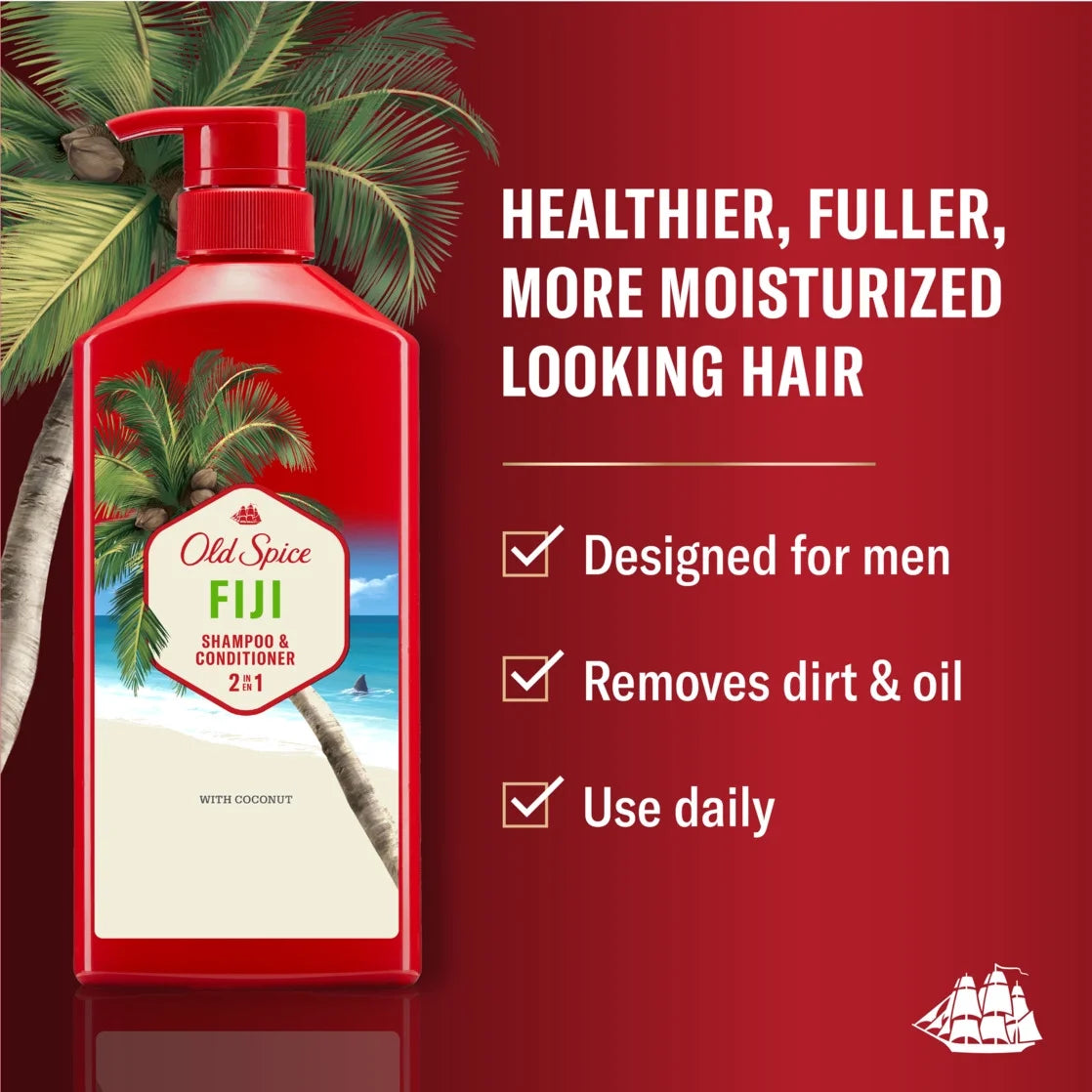 2In1 Mens Shampoo and Conditioner, All Hair Types, Fiji, 22 Fl Oz