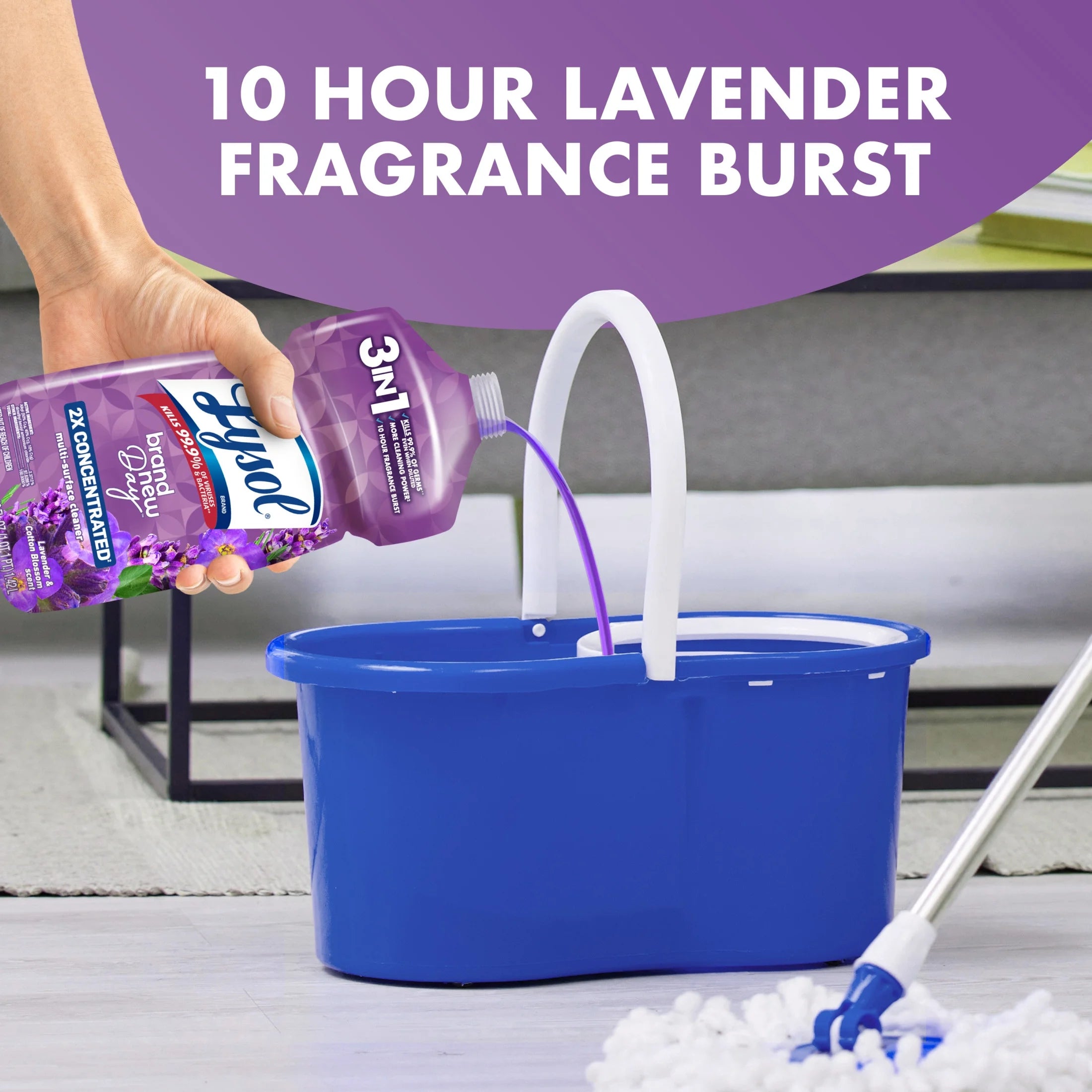 Lysol® Multi-Surface Cleaner, 2X Concentrated, Pourable Brand New Day, Lavender & Cotton Blossom Scent, 48 Oz