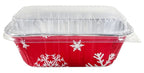 1 Lb. Red Holiday Christmas Snowflake Aluminum Foil Small Mini Loaf / Bread Baki