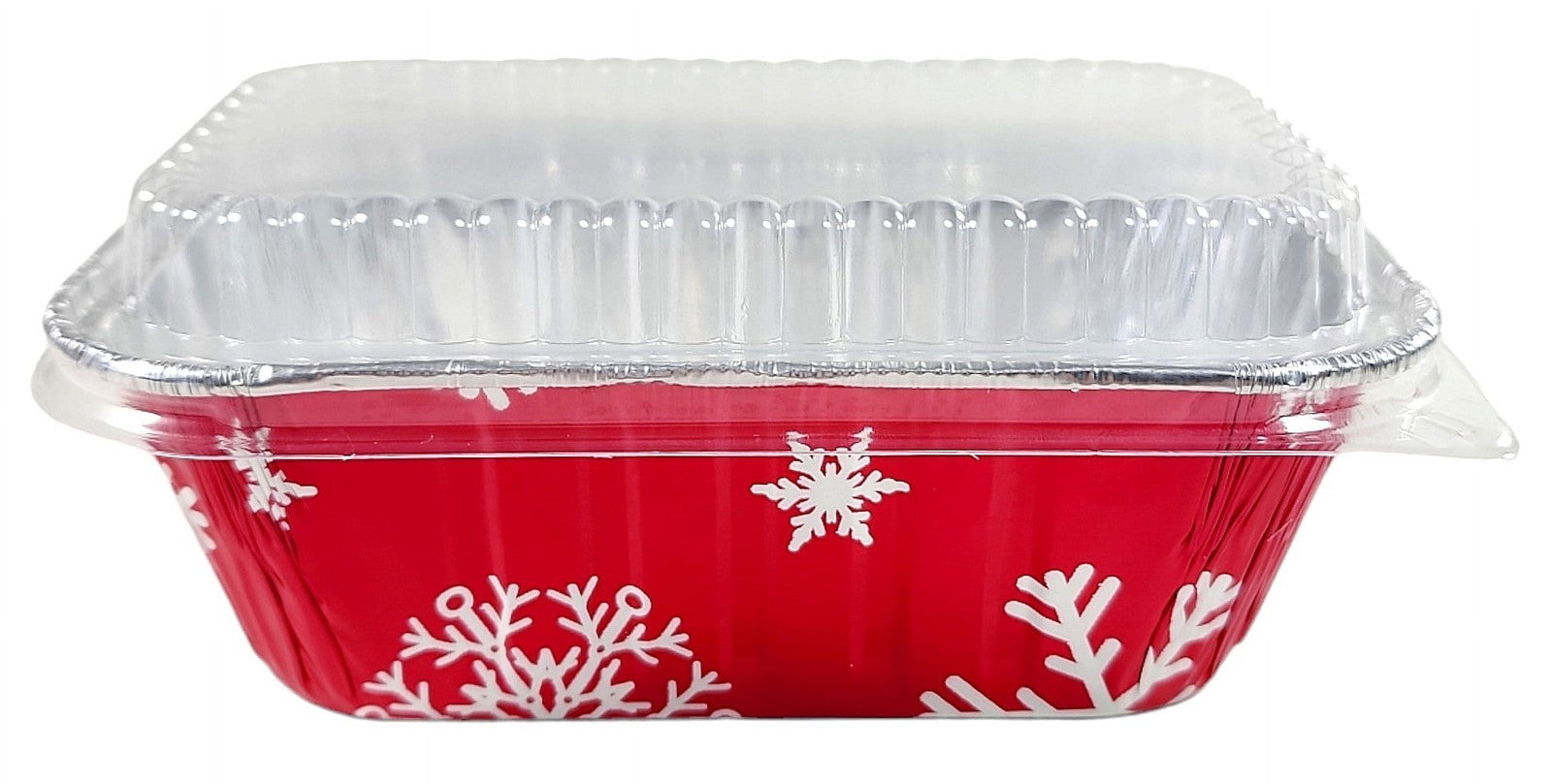 1 Lb. Red Holiday Christmas Snowflake Aluminum Foil Small Mini Loaf / Bread Baki