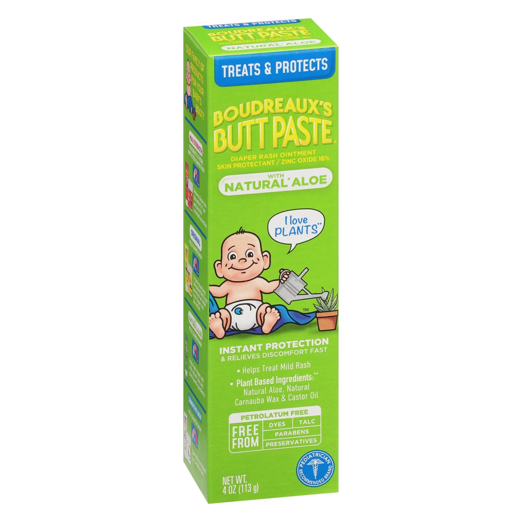Boudreaux'S Butt Paste with Natural* Aloe Diaper Rash Cream, Ointment for Infant, 4 Oz Tube