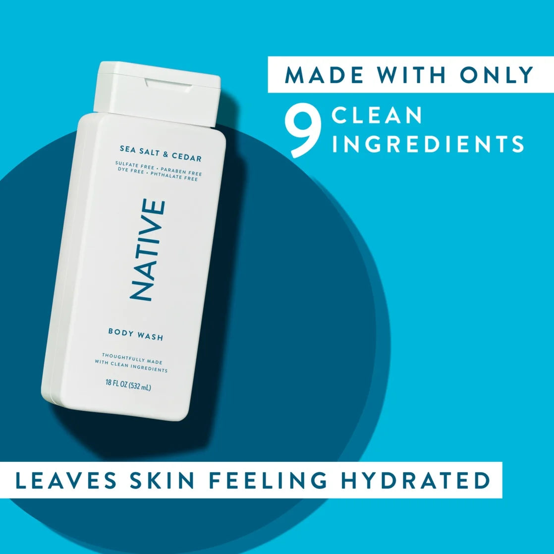 Native Sea Salt & Cedar Body Wash 18Oz