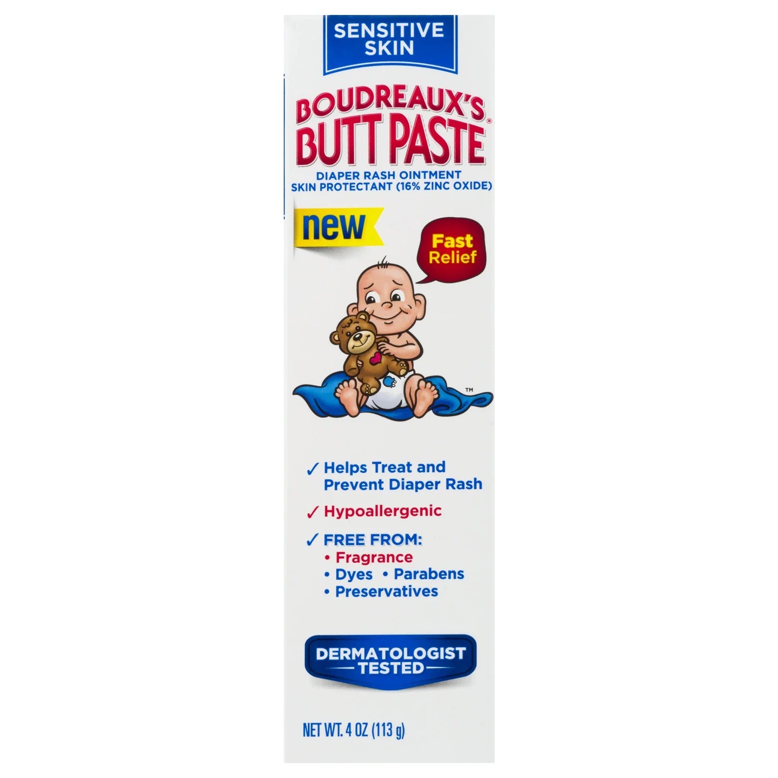 Boudreaux'S Butt Paste for Sensitive Skin Diaper Rash Cream, Ointment for Infant, 4 Oz Tube