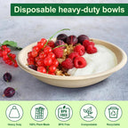 24 OZ Compostable Paper Bowls Heavy-Duty Bulk, 125 Pack Natural Sugarcane Fibers