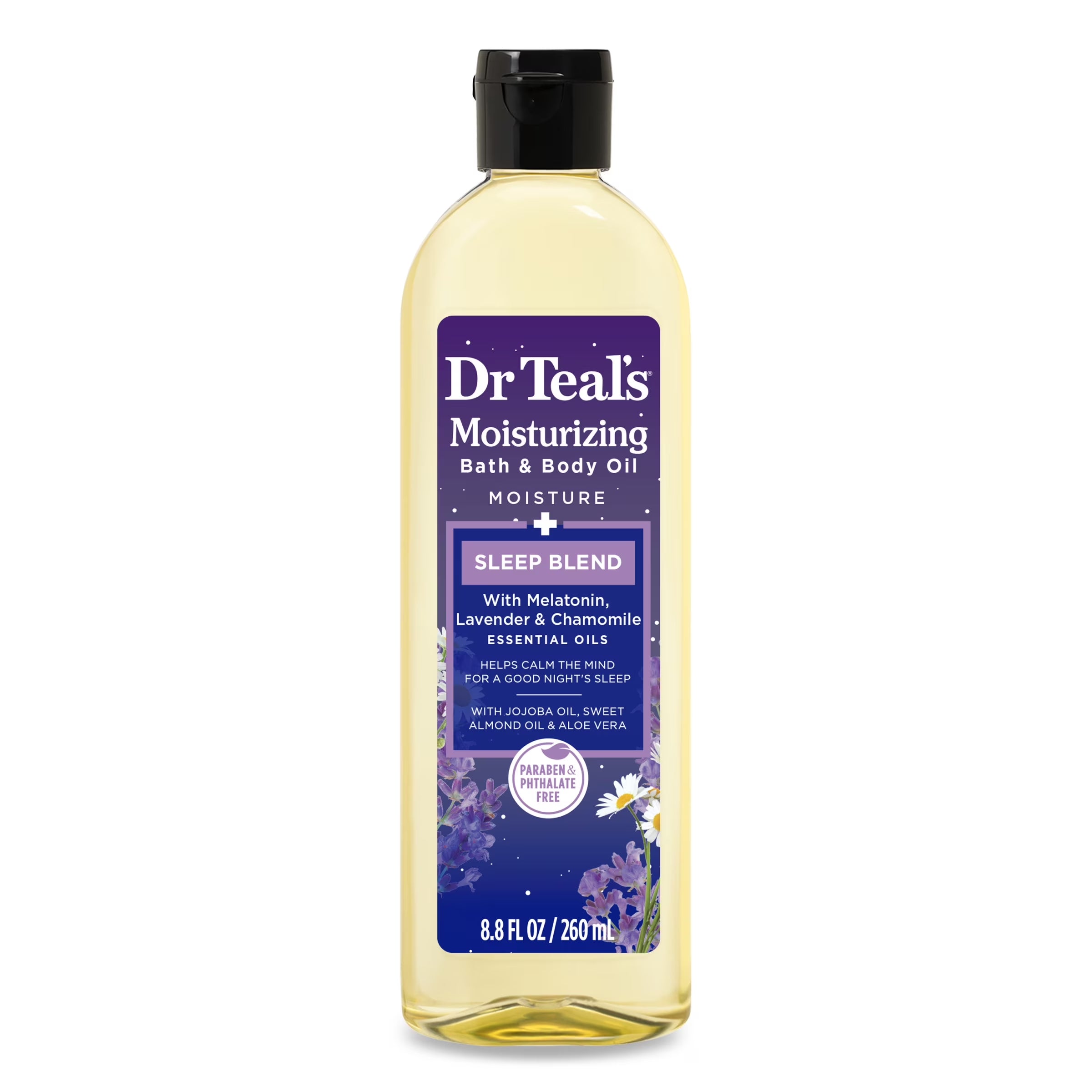 Dr Teal'S Moisturizing Bath & Body Oil, Moisture + Sleep Blend with Melatonin & Essential Oils, 8.8 Fl Oz.