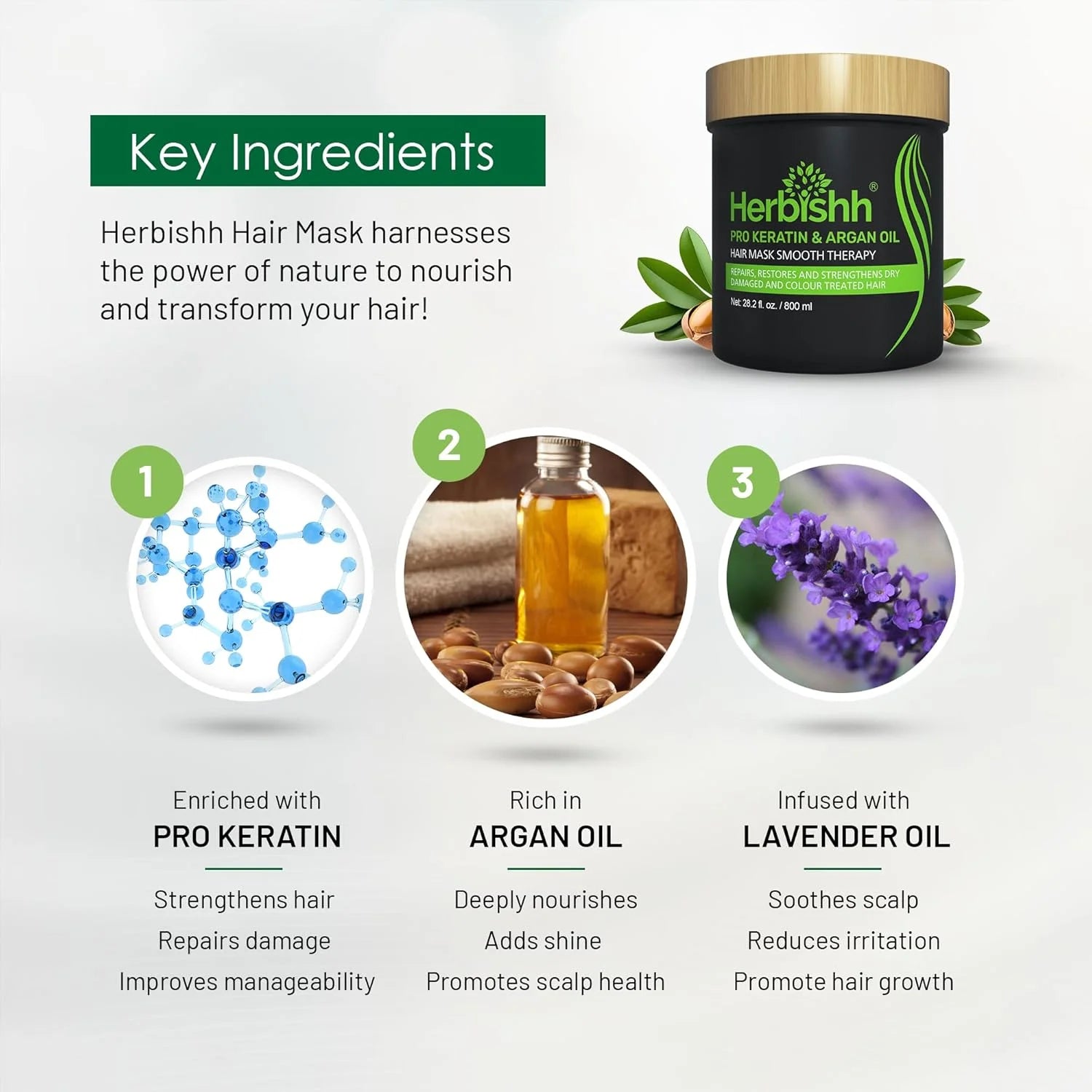 Argan Hair Mask - Deep Conditioning for Dry & Weak Hair, 800G - Sulfate-Free & Paraben-Free
